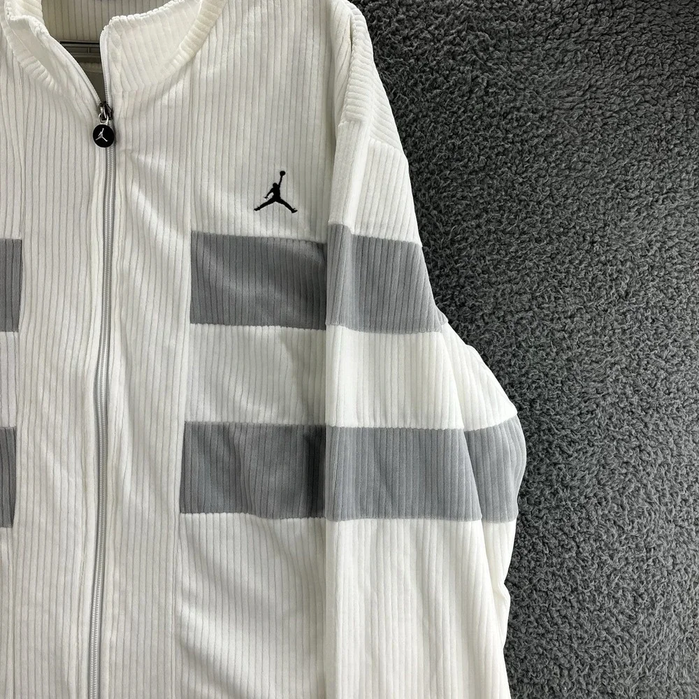 Air Jordan Sweater White Gray‎ Mens Large Color Block Track Jacket Full Zip Mock